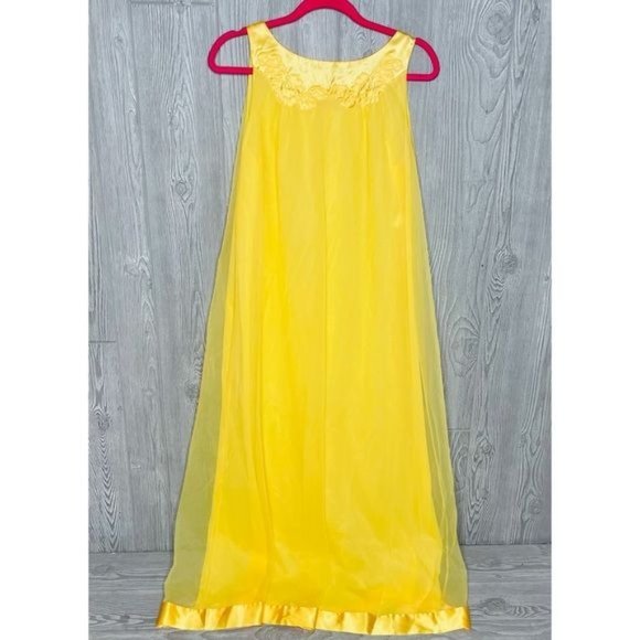 Vintage butter yellow gossard artemis nightgown and robe set chiffon intimates 6 - Picture 2 of 10